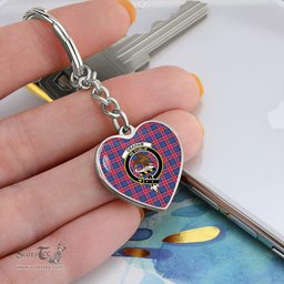 ScotsTee Shop Scottish Graham of Menteith Red Clan Crest Tartan Keychain Heart Shape