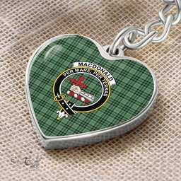 ScotsTee Shop Scottish MacDonald Lord of the Isles Hunting Clan Crest Tartan Keychain Heart Shape