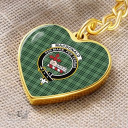 ScotsTee Shop Scottish MacDonald Lord of the Isles Hunting Clan Crest Tartan Keychain Heart Shape