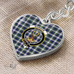 ScotsTee Shop Scottish Gordon Dress Modern Clan Crest Tartan Keychain Heart Shape