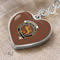 ScotsTee Shop Scottish MacKintosh Hunting Weathered Clan Crest Tartan Keychain Heart Shape