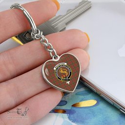 ScotsTee Shop Scottish MacKintosh Hunting Weathered Clan Crest Tartan Keychain Heart Shape