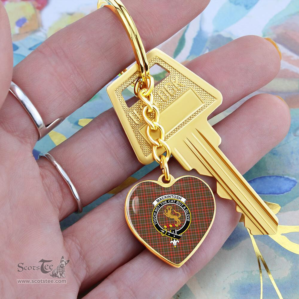 ScotsTee Shop Scottish MacKintosh Hunting Weathered Clan Crest Tartan Keychain Heart Shape