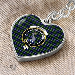 ScotsTee Shop Scottish MacNeill of Barra Modern Clan Crest Tartan Keychain Heart Shape