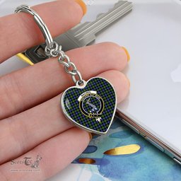 ScotsTee Shop Scottish MacNeill of Barra Modern Clan Crest Tartan Keychain Heart Shape