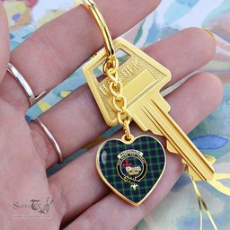 ScotsTee Shop Scottish MacDonald of the Isles Hunting Modern Clan Crest Tartan Keychain Heart Shape