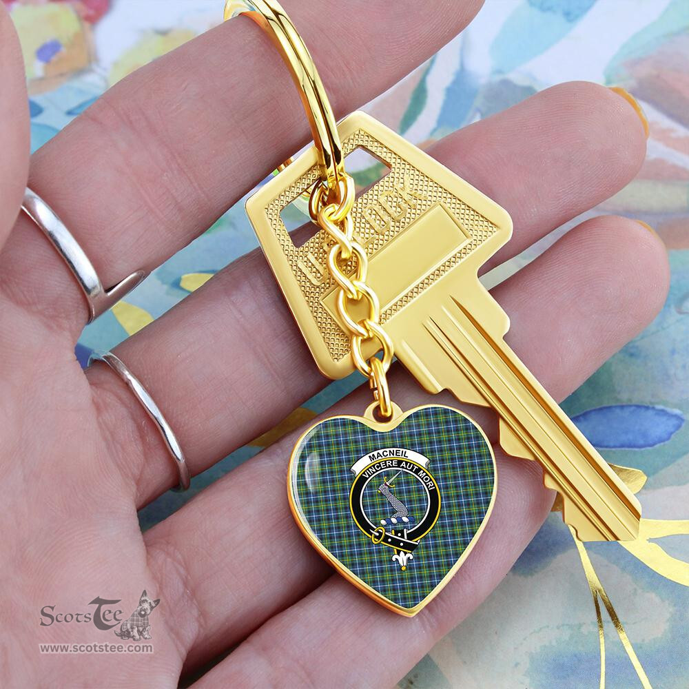 ScotsTee Shop Scottish MacNeill of Barra Ancient Clan Crest Tartan Keychain Heart Shape