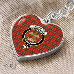 ScotsTee Shop Scottish Drummond of Perth Clan Crest Tartan Keychain Heart Shape