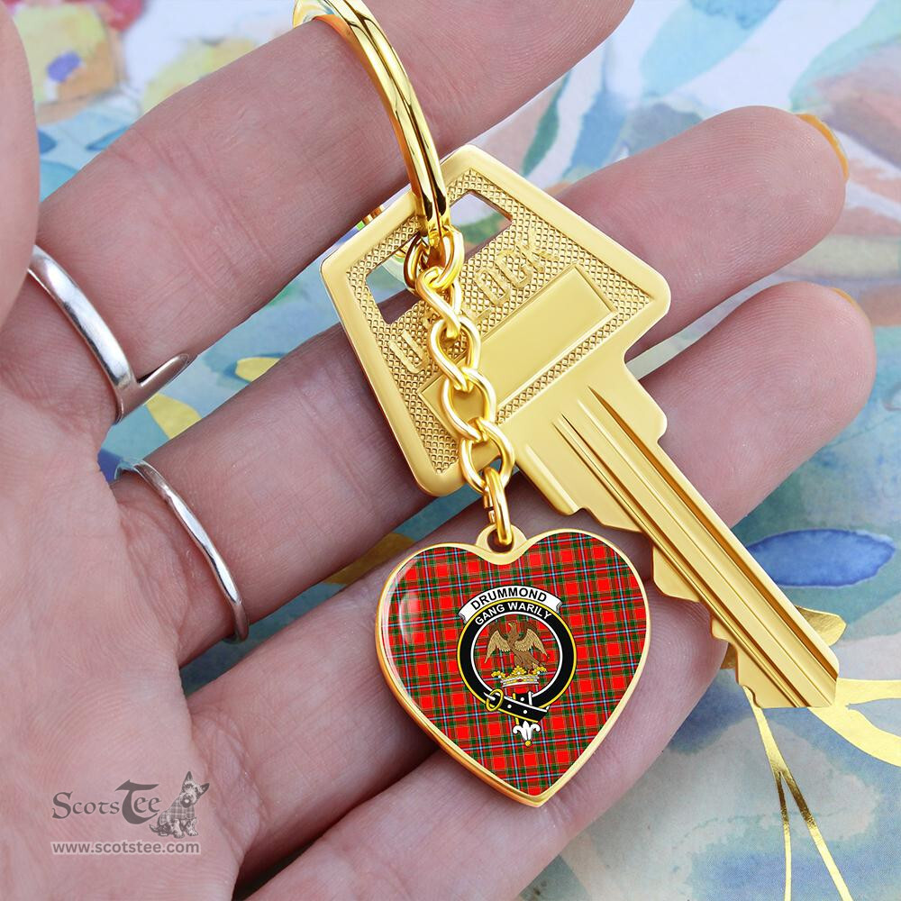 ScotsTee Shop Scottish Drummond of Perth Clan Crest Tartan Keychain Heart Shape