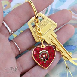 ScotsTee Shop Scottish Murray of Tulloch Modern Clan Crest Tartan Keychain Heart Shape