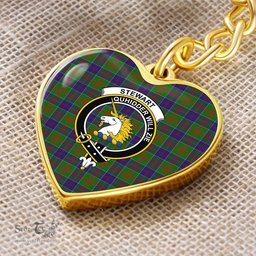ScotsTee Shop Scottish Stewart of Appin Hunting Modern Clan Crest Tartan Keychain Heart Shape
