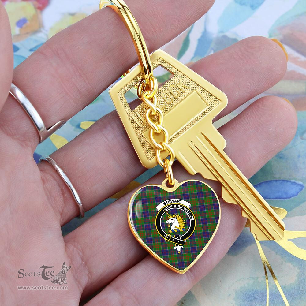 ScotsTee Shop Scottish Stewart of Appin Hunting Modern Clan Crest Tartan Keychain Heart Shape