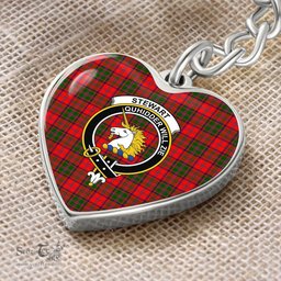 ScotsTee Shop Scottish Stewart of Appin Modern Clan Crest Tartan Keychain Heart Shape