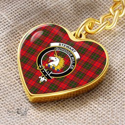 ScotsTee Shop Scottish Stewart of Appin Modern Clan Crest Tartan Keychain Heart Shape