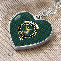 ScotsTee Shop Scottish Stewart Hunting Modern Clan Crest Tartan Keychain Heart Shape
