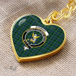 ScotsTee Shop Scottish Stewart Hunting Modern Clan Crest Tartan Keychain Heart Shape
