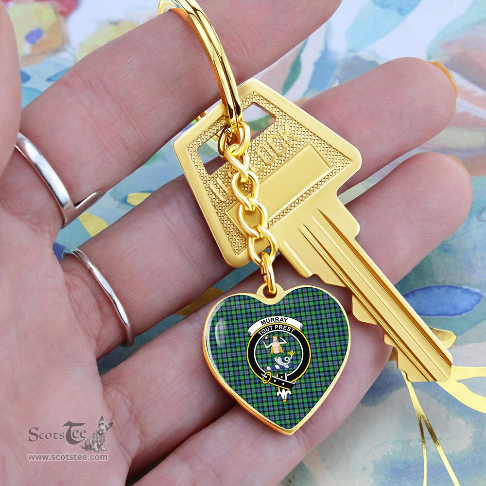 ScotsTee Shop Scottish Murray of Atholl Ancient Clan Crest Tartan Keychain Heart Shape