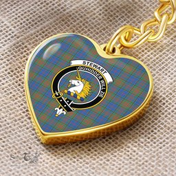 ScotsTee Shop Scottish Stewart of Appin Hunting Ancient Clan Crest Tartan Keychain Heart Shape