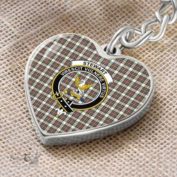 ScotsTee Shop Scottish Stewart Dress Ancient Clan Crest Tartan Keychain Heart Shape
