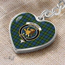 ScotsTee Shop Scottish Newlands of Lauriston Clan Crest Tartan Keychain Heart Shape