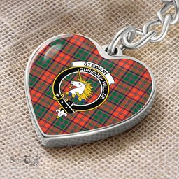 ScotsTee Shop Scottish Stewart of Appin Ancient Clan Crest Tartan Keychain Heart Shape