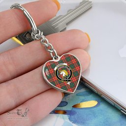ScotsTee Shop Scottish Stewart of Appin Ancient Clan Crest Tartan Keychain Heart Shape