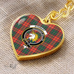ScotsTee Shop Scottish Stewart of Appin Ancient Clan Crest Tartan Keychain Heart Shape
