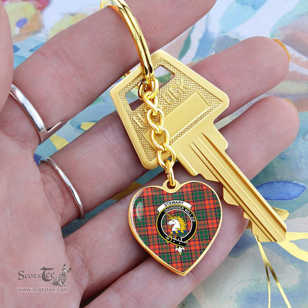 ScotsTee Shop Scottish Stewart of Appin Ancient Clan Crest Tartan Keychain Heart Shape