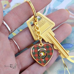 ScotsTee Shop Scottish Stewart of Appin Ancient Clan Crest Tartan Keychain Heart Shape