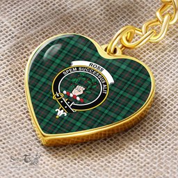 ScotsTee Shop Scottish Ross Hunting Modern Clan Crest Tartan Keychain Heart Shape