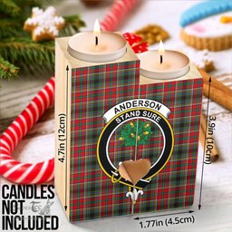 ScotsTee Shop Scottish Anderson of Arbrake Clan Crest Tartan Wooden Candle Holder