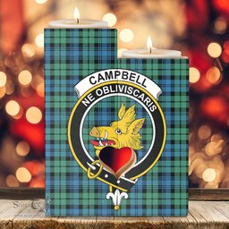 ScotsTee Shop Scottish CampAncient 01 Clan Crest Tartan Wooden Candle Holder
