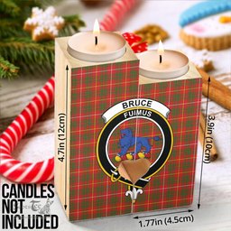 ScotsTee Shop Scottish Bruce Modern Clan Crest Tartan Wooden Candle Holder