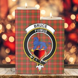 ScotsTee Shop Scottish Bruce Modern Clan Crest Tartan Wooden Candle Holder