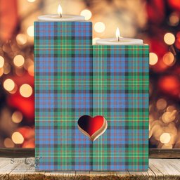 ScotsTee Shop Scottish Bowie Ancient Clan Tartan Wooden Candle Holder