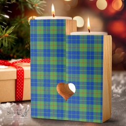 ScotsTee Shop Scottish Barclay Hunting Ancient Clan Tartan Wooden Candle Holder