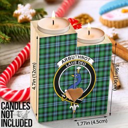 ScotsTee Shop Scottish Arbuthnot Ancient Clan Crest Tartan Wooden Candle Holder