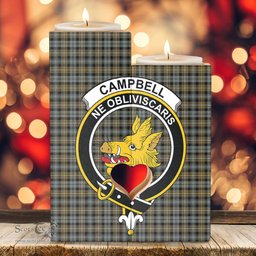 ScotsTee Shop Scottish CampArgyll Weathered Clan Crest Tartan Wooden Candle Holder