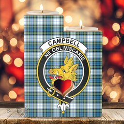 ScotsTee Shop Scottish CampDress Ancient Clan Crest Tartan Wooden Candle Holder