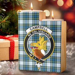 ScotsTee Shop Scottish CampDress Ancient Clan Crest Tartan Wooden Candle Holder