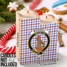 ScotsTee Shop Scottish Boswell Modern Clan Crest Tartan Wooden Candle Holder