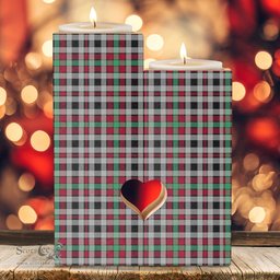 ScotsTee Shop Scottish Borthwick Ancient Clan Tartan Wooden Candle Holder