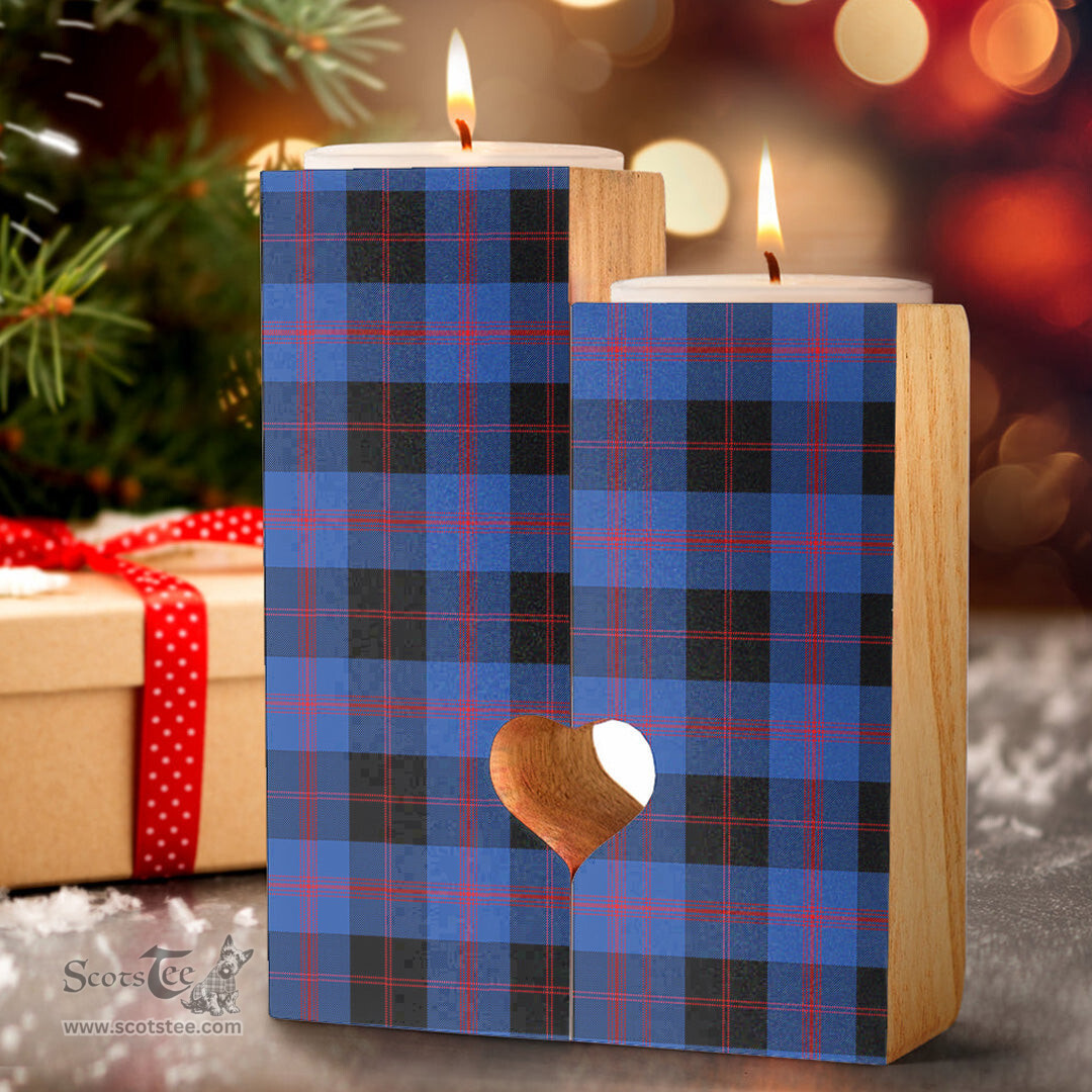 ScotsTee Shop Scottish Angus Modern Clan Tartan Wooden Candle Holder
