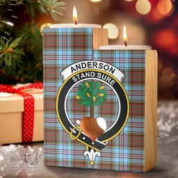 ScotsTee Shop Scottish Anderson Ancient Clan Crest Tartan Wooden Candle Holder