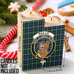ScotsTee Shop Scottish Baillie Modern Clan Crest Tartan Wooden Candle Holder