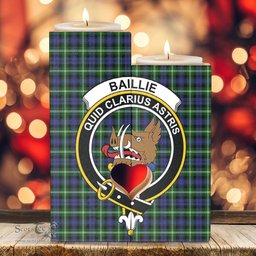 ScotsTee Shop Scottish Baillie Modern Clan Crest Tartan Wooden Candle Holder