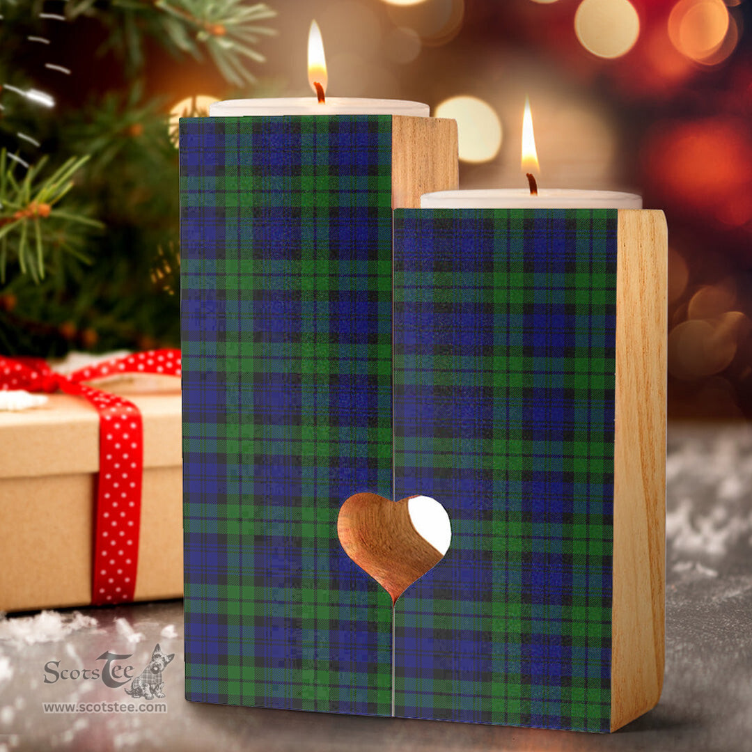 ScotsTee Shop Scottish CampModern Clan Tartan Wooden Candle Holder