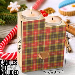 ScotsTee Shop Scottish Buchanan Old Set Weathered Clan Tartan Wooden Candle Holder