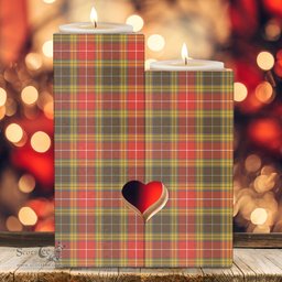 ScotsTee Shop Scottish Buchanan Old Set Weathered Clan Tartan Wooden Candle Holder