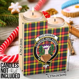 ScotsTee Shop Scottish Buchanan Modern Clan Crest Tartan Wooden Candle Holder